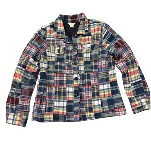 Christopher &‎ Banks Patchwork Plaid Button Front Madras  Jacket Women Medium M